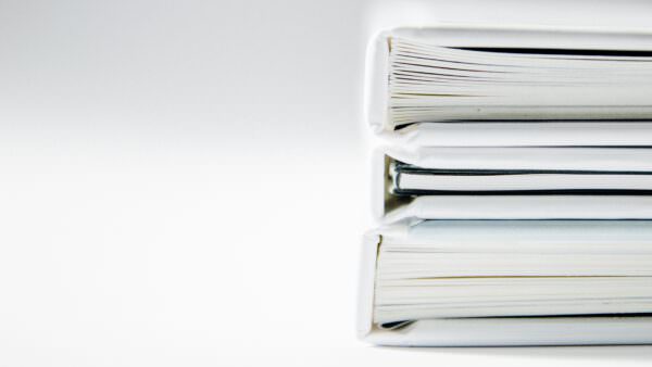 Stack of books with view of spines